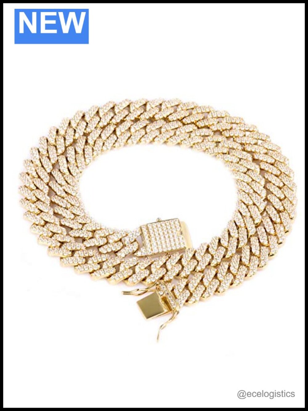 Hip Hop 14k Gold Plated Iced Out Cuban Link Chain 12MM